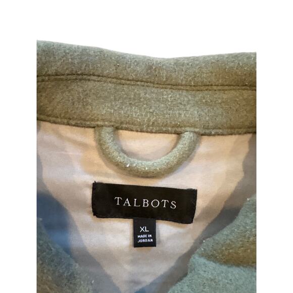 Talbots Shirt Coat Womens XL Green Wool Blend Long Heavyweight Pockets Outdoor - Picture 6 of 10